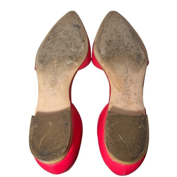 Manolo Blahnik Pink Leather D’Orsay Flats - Size 38 - Picture 3 of 3